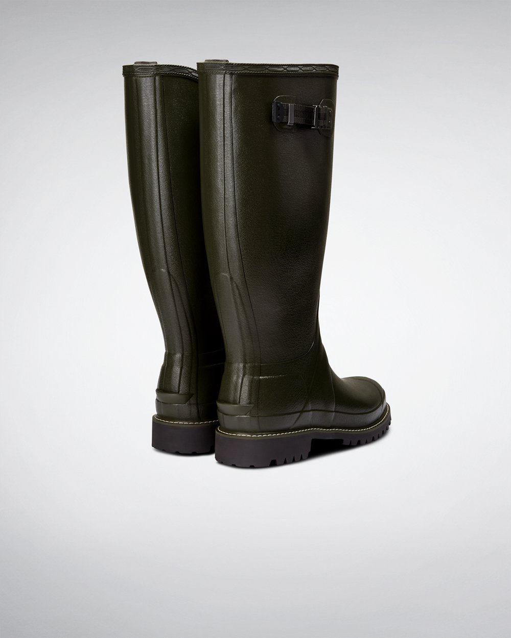 Mens Wide Fit Rain Boots - Hunter Balmoral (83QMOIZVE) - Dark Olive